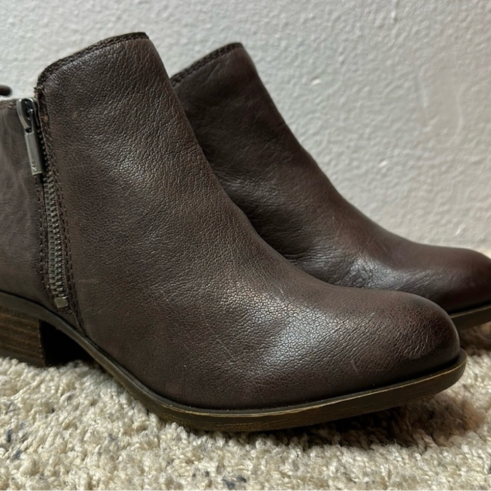 Super Cute Lucky Brand Basel Dark Metallic Brown Ankle Booties Size 6